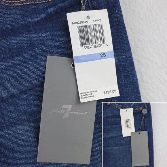 7 For All Mankind Jeans Jiselle Phenomenal Flare USA Women's "25" 28x34 NWT - Picture 3 of 12
